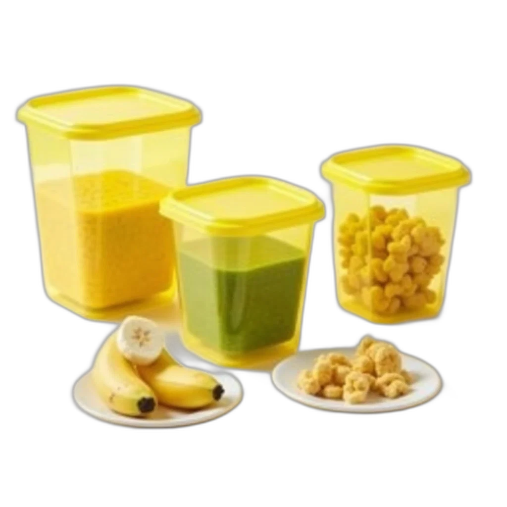 food, 3d render, golden, set, three, transparent, plastic, containers transparent PNG cut-out
