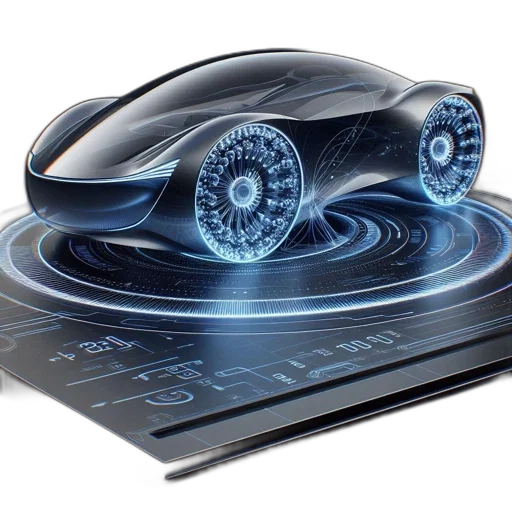 car, 3d render, concept art, futuristic, depicted, side, view, featuring transparent PNG cut-out