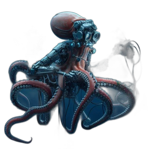 creature, robot, animal, concept art, fantasy art, pixel art, comic book art, underwater transparent PNG cut-out
