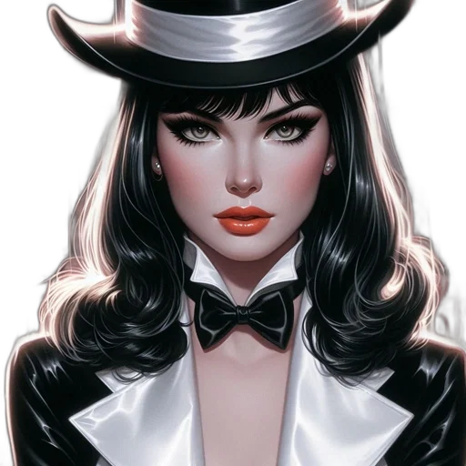hat, comic book art, fantasy art, cartoon, photorealistic, monochrome, close-up, portrait transparent PNG cut-out