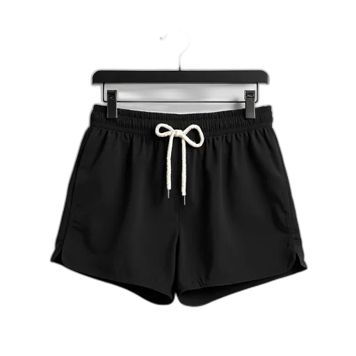 monochrome, pair, black, shorts, white, drawstring, hanging, metal transparent PNG cut-out