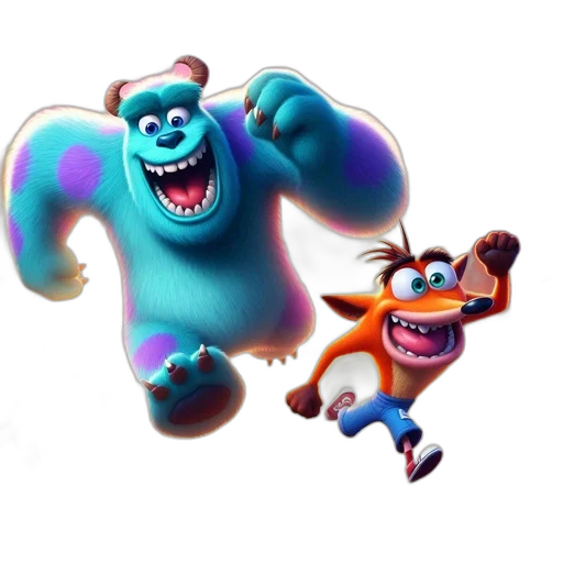 animal, creature, staff, concept art, 3d render, cartoon, blue, two transparent PNG cut-out