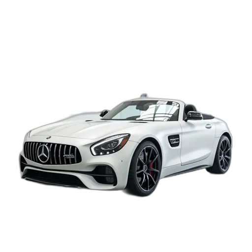 car, 3d render, photorealistic, white, mercedes-benz, parked, empty, showroom transparent PNG cut-out