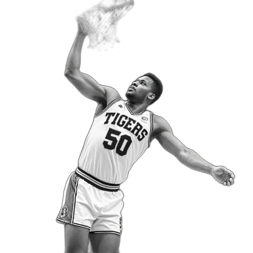 black, white, photograph, basketball, player, mid-air, about, dunk transparent PNG cut-out