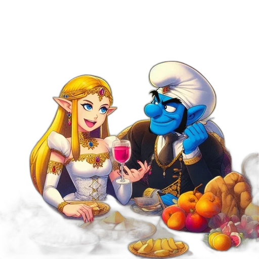 food, jewelry, crown, staff, pixel art, fantasy art, concept art, watercolor transparent PNG cut-out