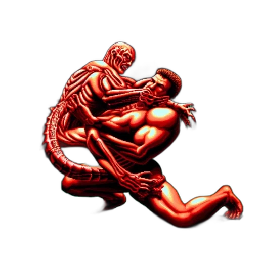 creature, animal, comic book art, concept art, pixel art, 3d render, red, retro-styled transparent PNG cut-out