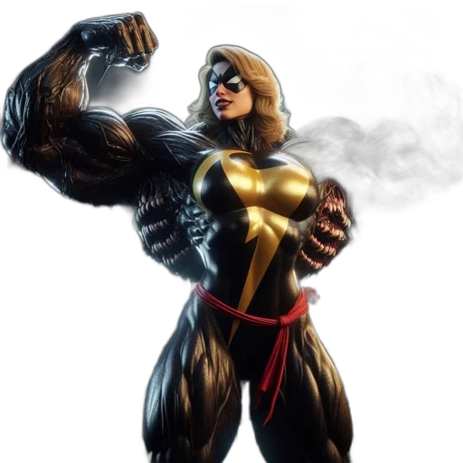 comic book art, concept art, 3d render, fantasy art, powerful, superhero, flexing, her transparent PNG cut-out