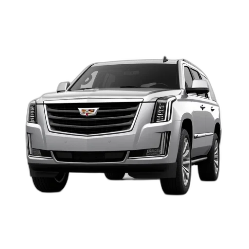 car, silver, suv, black, grille, cadillac, logo, parked transparent PNG cut-out