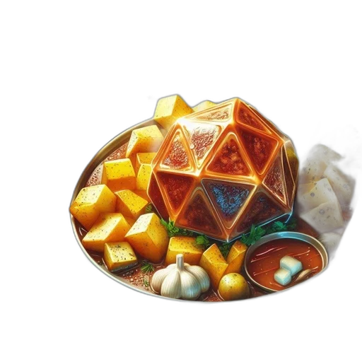 food, jewelry, concept art, 3d render, fantasy art, photorealistic, golden, vibrant transparent PNG cut-out
