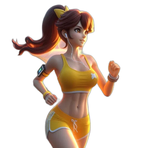 concept art, 3d render, fantasy art, anime, golden, neon, fit, female transparent PNG cut-out