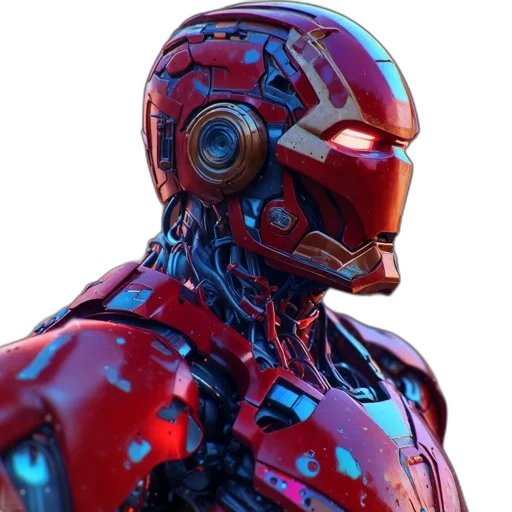 robot, face, mask, 3d render, concept art, comic book art, photorealistic, red transparent PNG cut-out