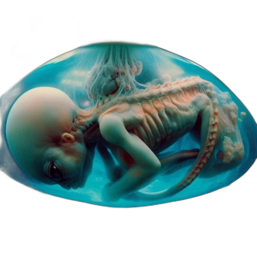 creature, jewelry, underwater, artistic, rendering, portrays, fetus-like, figure transparent PNG cut-out