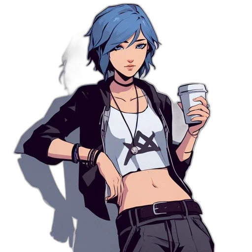 jacket, concept art, pixel art, cartoon, anime, neon lights, blue, monochrome transparent PNG cut-out