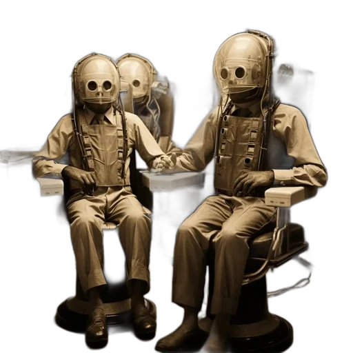 furniture, mask, robot, staff, concept art, 3d render, outer space, antique-styled transparent PNG cut-out