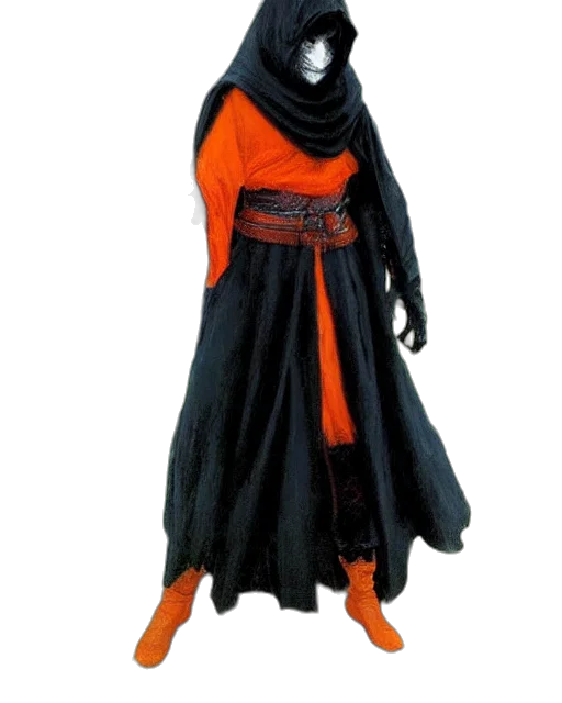 dress, jacket, staff, mask transparent PNG cut-out