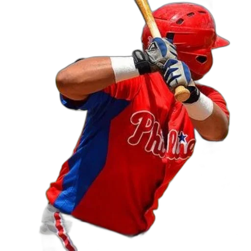 weapon, staff, photorealistic, baseball, player, red, blue, uniform transparent PNG cut-out
