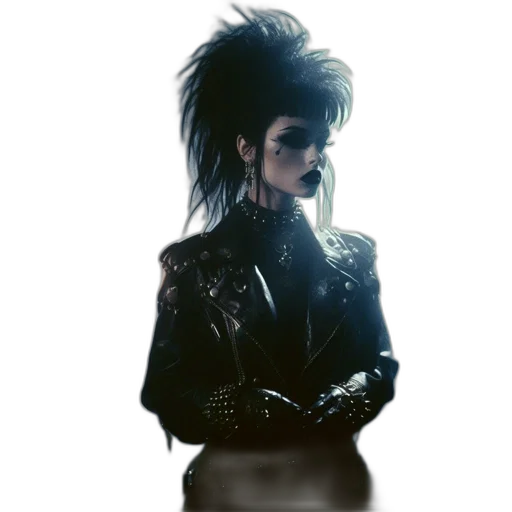 jacket, hair, staff, jewelry, cyberpunk, concept art, photorealistic, pixel art transparent PNG cut-out