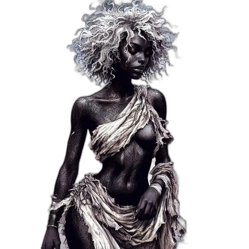 dress, jewelry, creature, staff, concept art, fantasy art, comic book art, photorealistic transparent PNG cut-out
