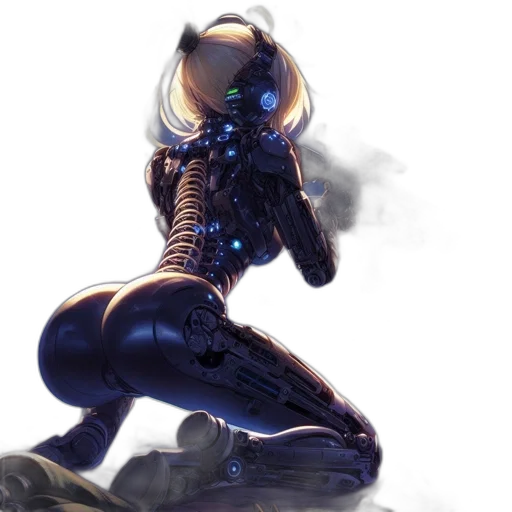 robot, creature, concept art, cyberpunk, comic book art, fantasy art, outer space, neon lights transparent PNG cut-out