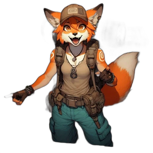 staff, jacket, animal, weapon, concept art, pixel art, fantasy art, watercolor transparent PNG cut-out