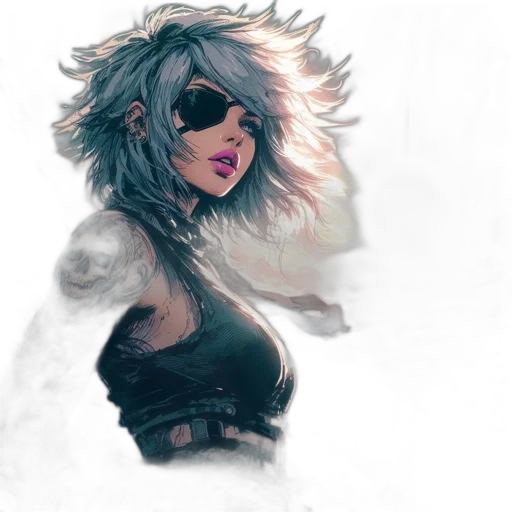 mask, concept art, fantasy art, cyberpunk, comic book art, fog, snow, fire transparent PNG cut-out