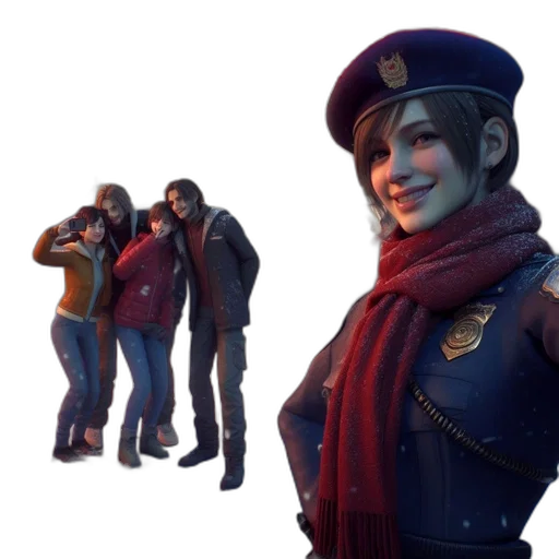 jacket, staff, face, weapon, concept art, 3d render, photorealistic, cyberpunk transparent PNG cut-out