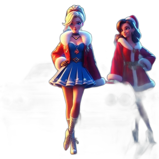 dress, concept art, 3d render, fantasy art, comic book art, blue, colorful, two transparent PNG cut-out