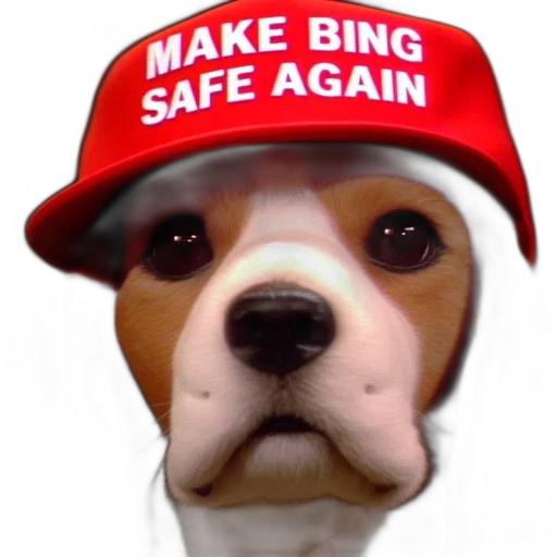 hat, staff, photorealistic, dog, wears, red, cap, emblazoned transparent PNG cut-out