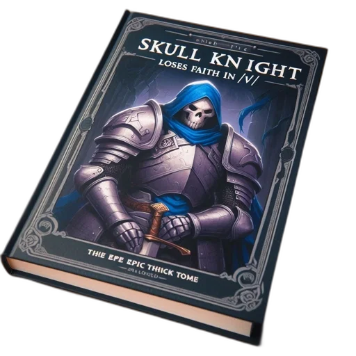 sword, concept art, book, skeletal, knight, armor, cover, titled transparent PNG cut-out