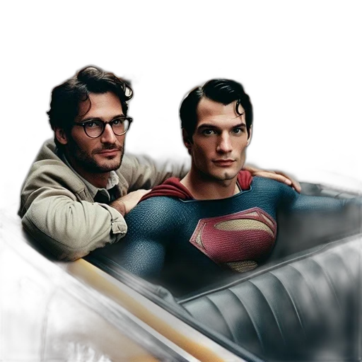 comic book art, concept art, photorealistic, cartoon, underwater, two, men, one transparent PNG cut-out