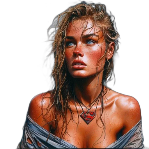 face, jewelry, weapon, jacket, photorealistic, oil painting, fantasy art, comic book art transparent PNG cut-out