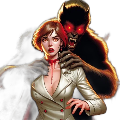 comic book art, concept art, spooky, forest, setting, frightened, woman, faces transparent PNG cut-out