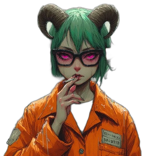 jacket, staff, mask, face, anime, concept art, cyberpunk, comic book art transparent PNG cut-out