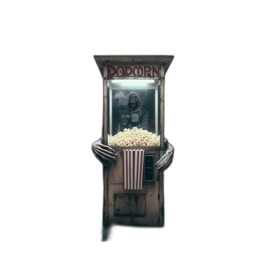 furniture, jewelry, staff, 3d render, old, popcorn-filled, machine, stands transparent PNG cut-out