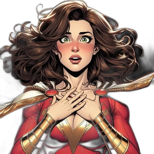comic book art, concept art, fantasy art, cartoon, red, female, animated, character transparent PNG cut-out