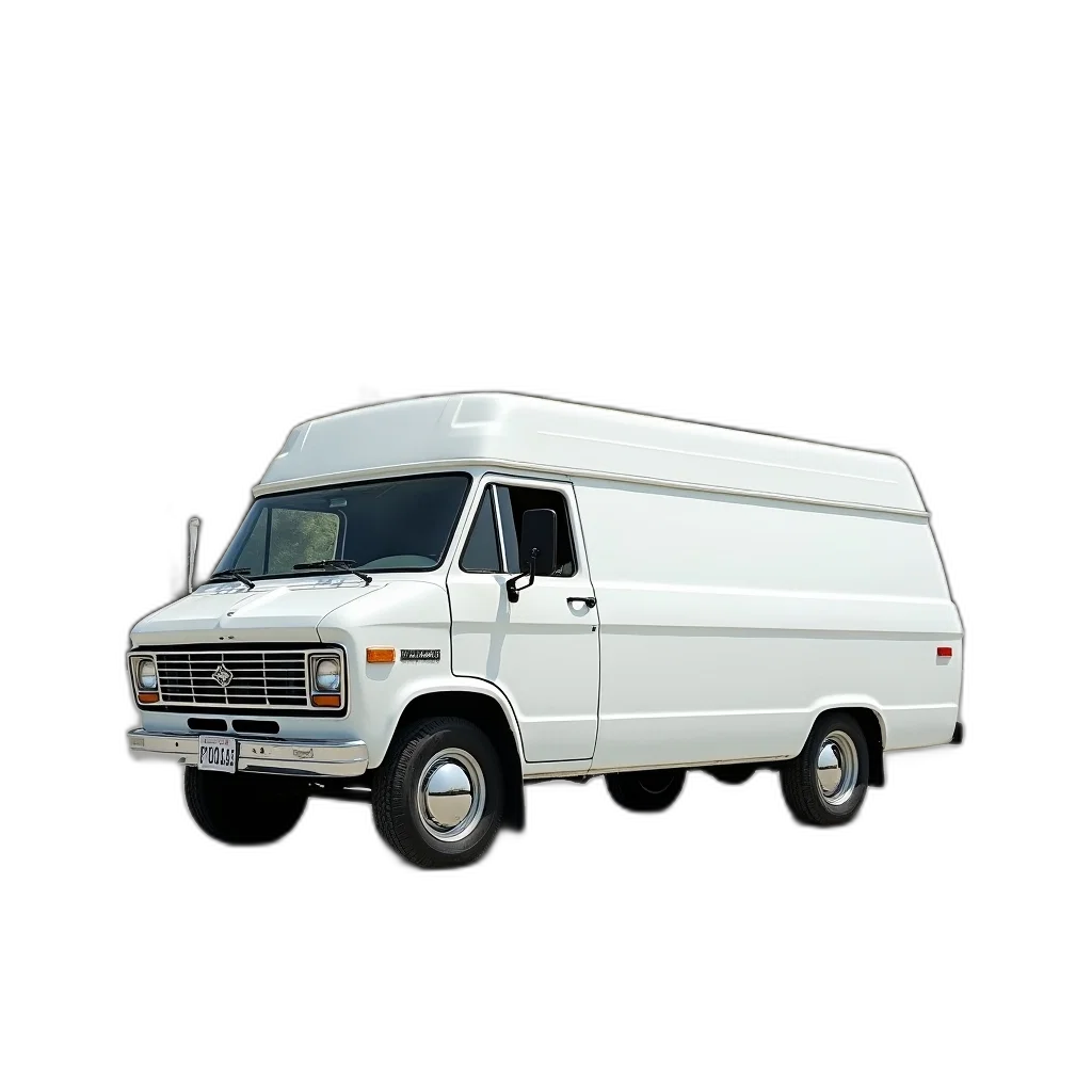 car, 3d render, photorealistic, concept art, white, van, parked, concrete transparent PNG cut-out