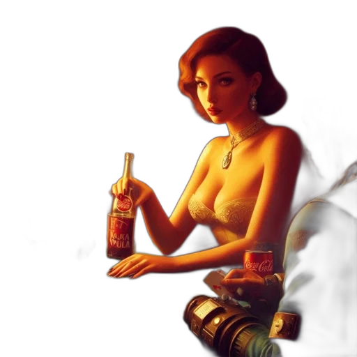 bottle, dress, concept art, comic book art, photorealistic, pixel art, neon lights, fire transparent PNG cut-out