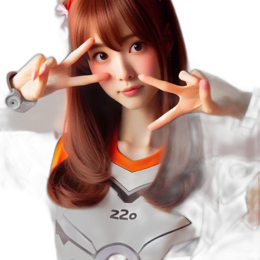 robot, photorealistic, 3d render, anime, oil painting, young, woman, pink transparent PNG cut-out