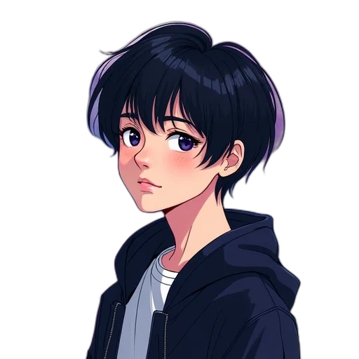 jacket, face, staff, creature, anime, pixel art, cartoon, concept art transparent PNG cut-out