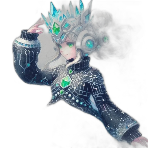 mask, robot, crown, creature, concept art, fantasy art, vaporwave, anime transparent PNG cut-out