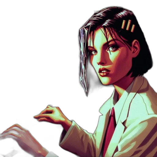 jacket, face, comic book art, concept art, cyberpunk, pixel art, neon lights, outer space transparent PNG cut-out