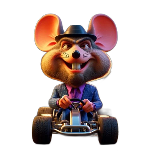 car, animal, concept art, 3d render, cartoon, animated, mouse, suit transparent PNG cut-out