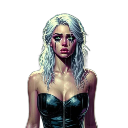face, dress, jacket, comic book art, fantasy art, concept art, cyberpunk, dark transparent PNG cut-out
