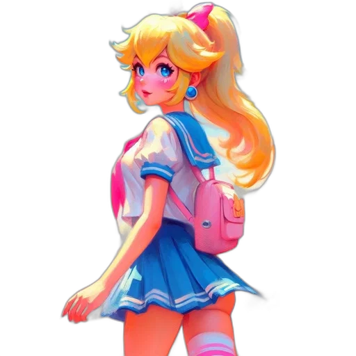 dress, staff, pixel art, anime, concept art, vaporwave, pastel, neon transparent PNG cut-out