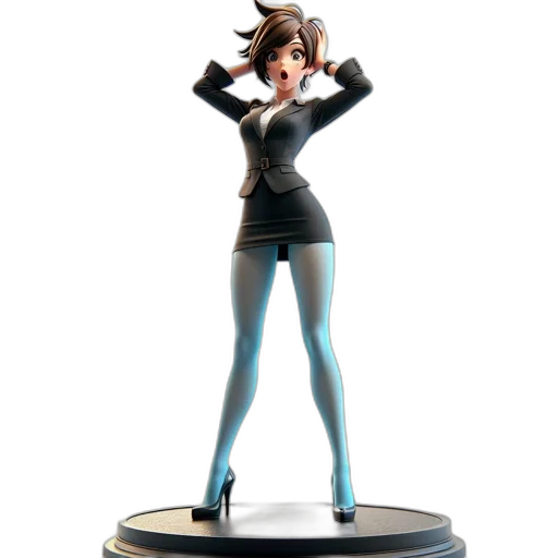 concept art, 3d render, cartoon, animated, female, character, stands, platform transparent PNG cut-out