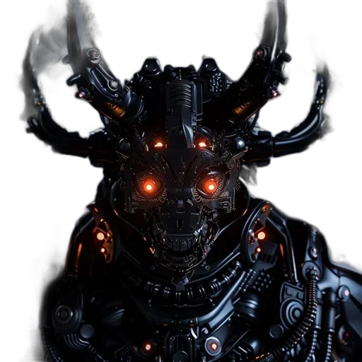 mask, face, robot, dragon, concept art, 3d render, fantasy art, photorealistic transparent PNG cut-out