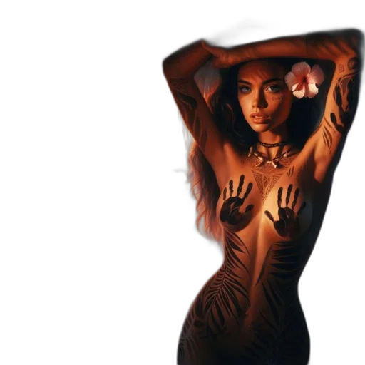 dress, jewelry, photorealistic, concept art, fantasy art, 3d render, woman, tribal transparent PNG cut-out