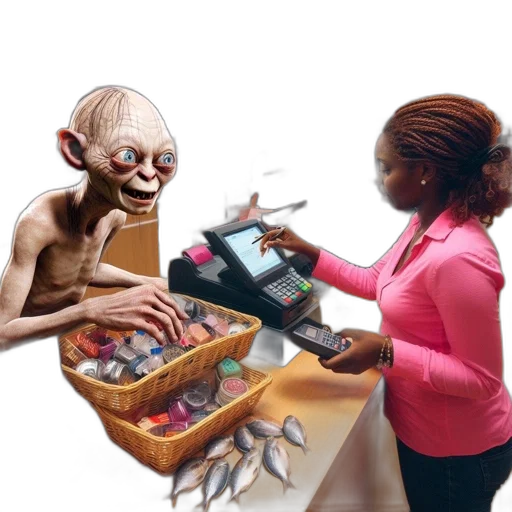 concept art, photorealistic, 3d render, basket, cosmetics, displayed, next, fish transparent PNG cut-out