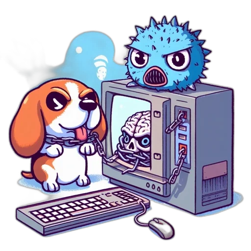 robot, creature, animal, pixel art, vaporwave, cyberpunk, concept art, blue transparent PNG cut-out