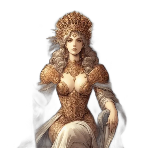 crown, dress, hat, staff, fantasy art, concept art, pixel art, comic book art transparent PNG cut-out